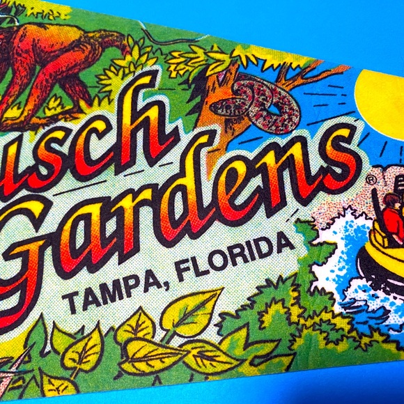 BUSCH GARDENS VINTAGE 90’s TAMPA FLORIDA COLLECTIBLE SOUVENIR PENNANT FL… - Picture 13 of 16